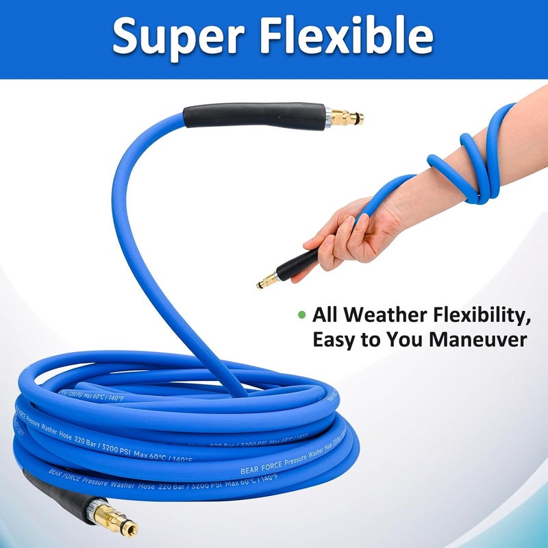 BEAR FORCE Pressure Washer Replacement Hose Super Flexible Hose 32ft, 3200 PSI Kink Resistant Hose for Kär-cher K Series Washer, for Kar-cher Click Type Plug Quick Connector Accessories Extension Clean Pipe - Image 3